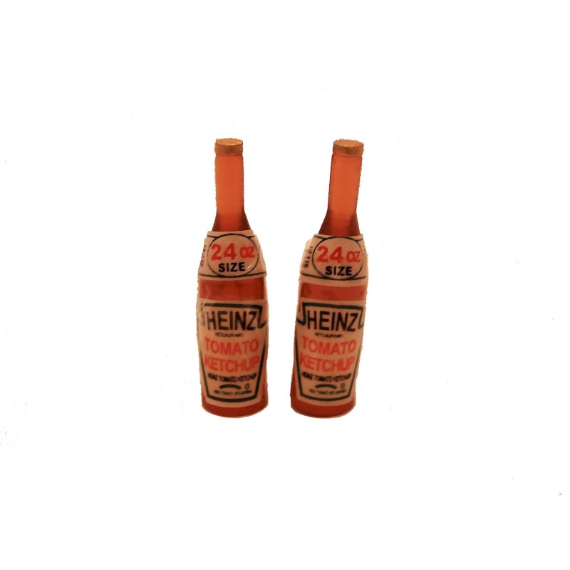 Dolls House Tomato Sauce Ketchup Bottles Kitchen Cafe Accessory