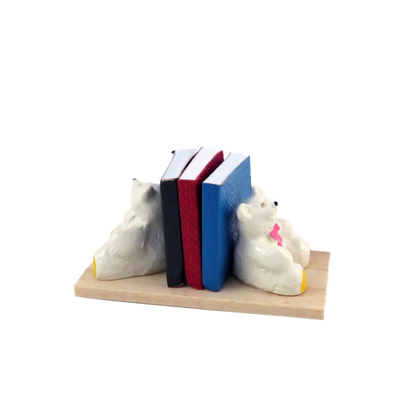  Dolls House Teddy Bear Books in Bookends Miniature Nursery Toy Shop Accessory