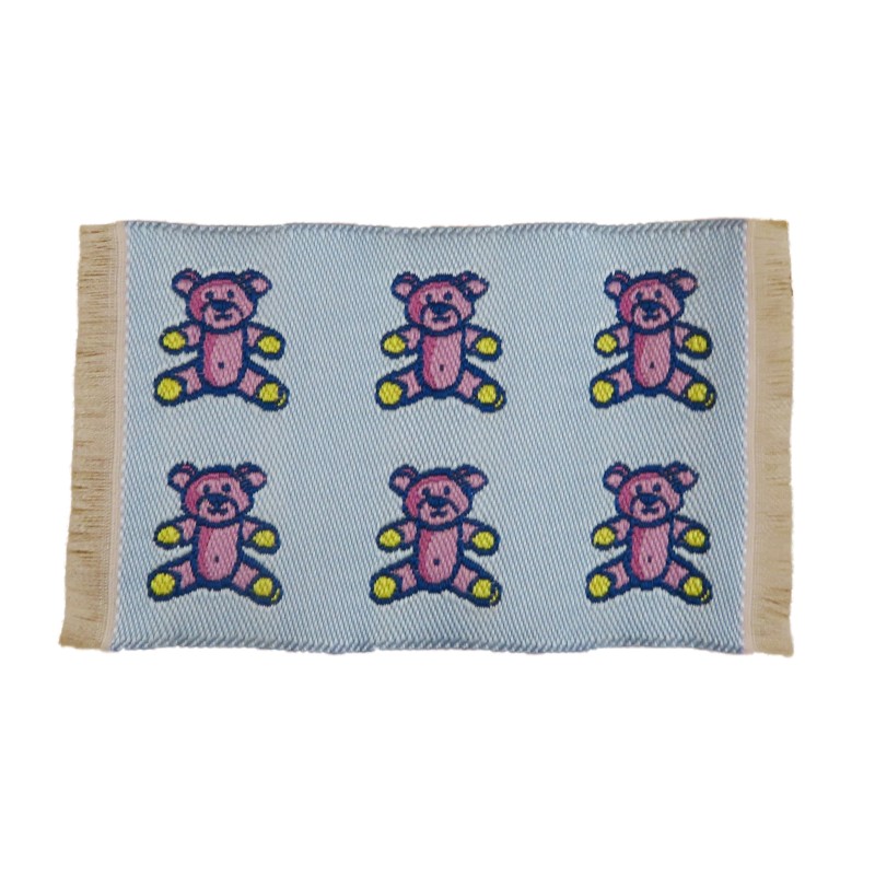 Dolls House Blue Teddy Bear Rug Mat Miniature Nursery Play Room Accessory 1:12