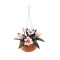 Dolls House Pink Flowers in Terracotta Hanging Basket Bowl Garden Accessory