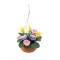 Dolls House Mixed Flowers in Terracotta Hanging Basket Bowl Garden Accessory