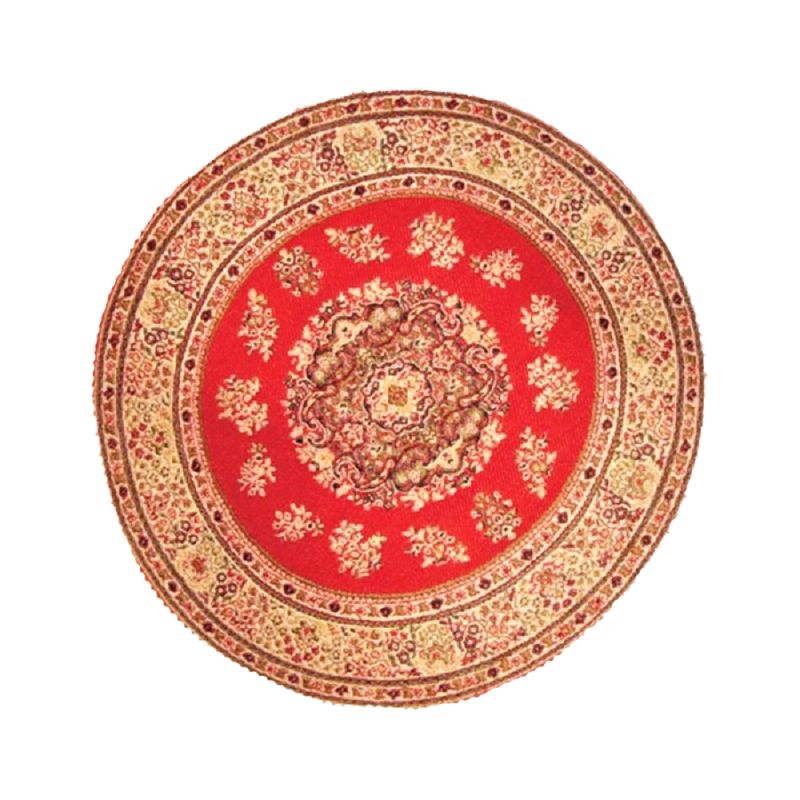 Dolls House Round Turkish Carpet Miniature Red Circular Rug 