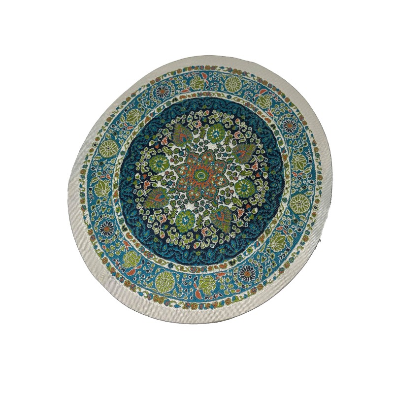 Dolls House Blue Circular Rug Round Turkish Carpet Miniature 1:12 Scale