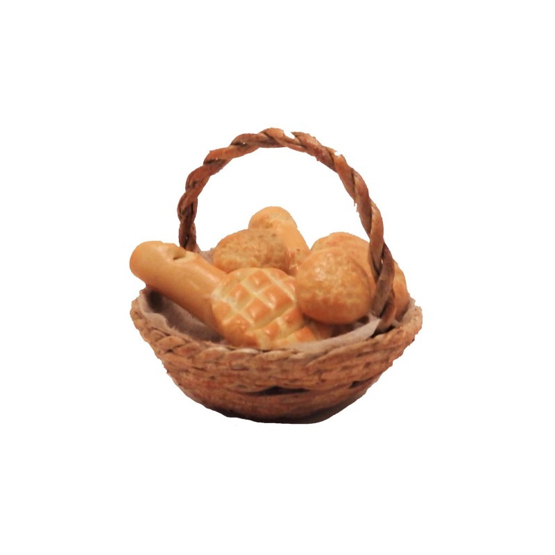 Dolls House Round Basket of Fresh Bread Kitchen Shop Accessory 