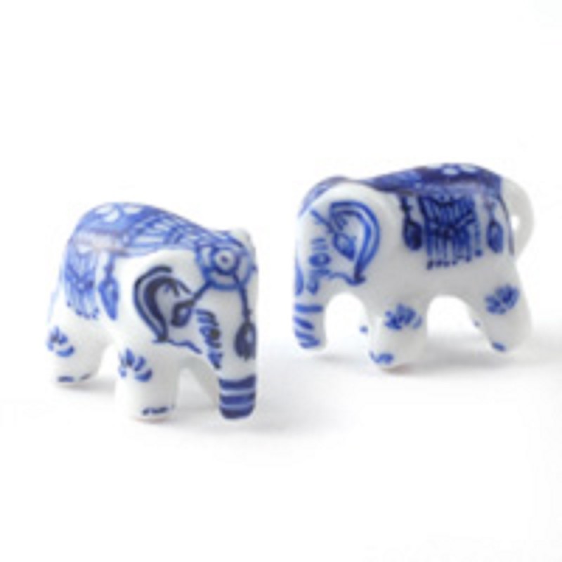 Dolls House Blue Delft Ornamental Elephants Miniature Accessory