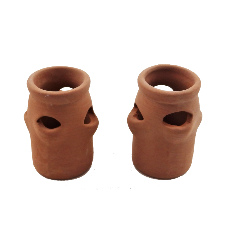 Dolls House 2 Clay Terracotta Strawberry Plant Pots Garden Accessory