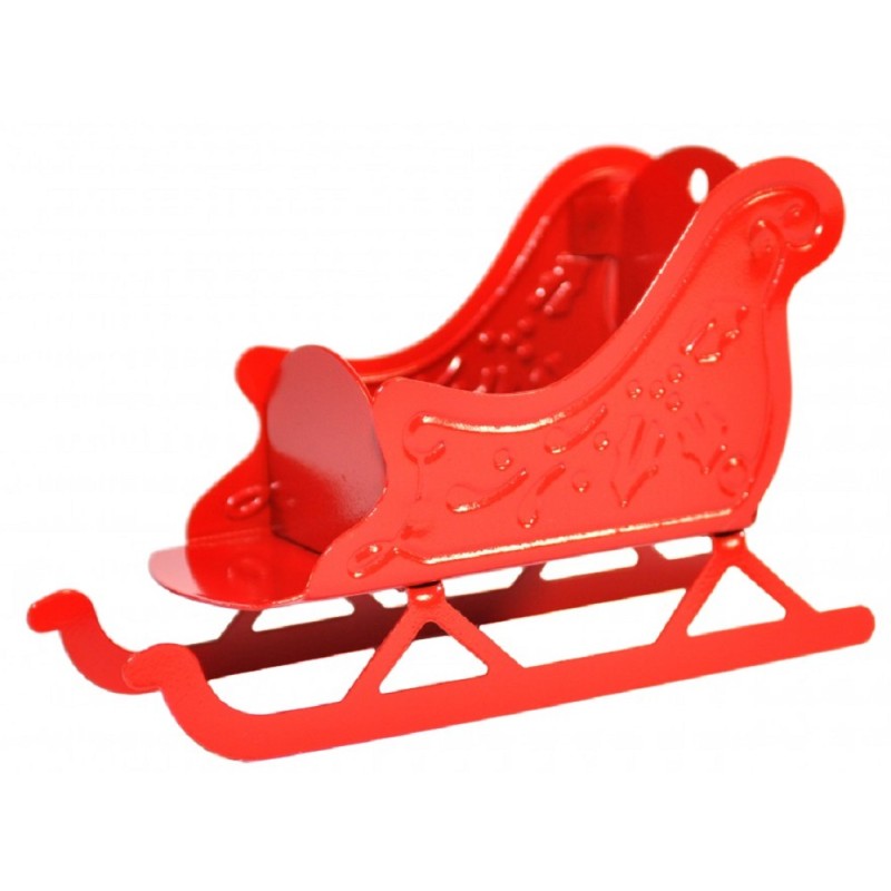 Dolls House Red Traditional Christmas Sleigh Metal Miniature Accessory 1:12