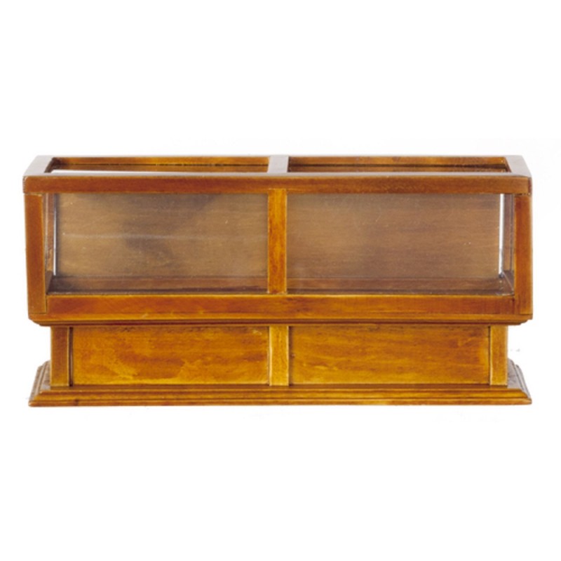 Dolls House Walnut Double Display Case Counter Miniature Furniture Shop Fitting