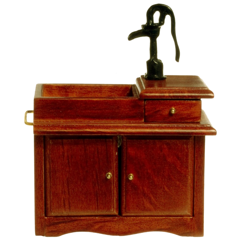 Dolls House Walnut Victorian Wet Sink Unit with  Hand Pump Kitchen Furniture 
