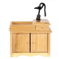 Dolls House Light Oak Victorian Wet Sink with Hand Pump Kitchen Furniture 