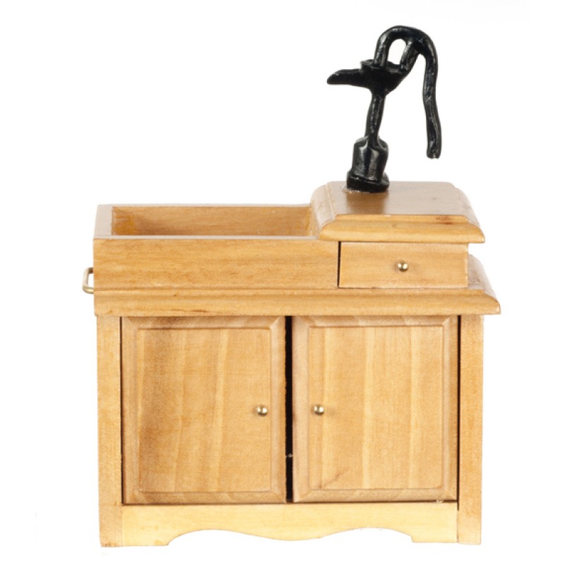 Dolls House Light Oak Victorian Wet Sink with Hand Pump Kitchen Furniture 
