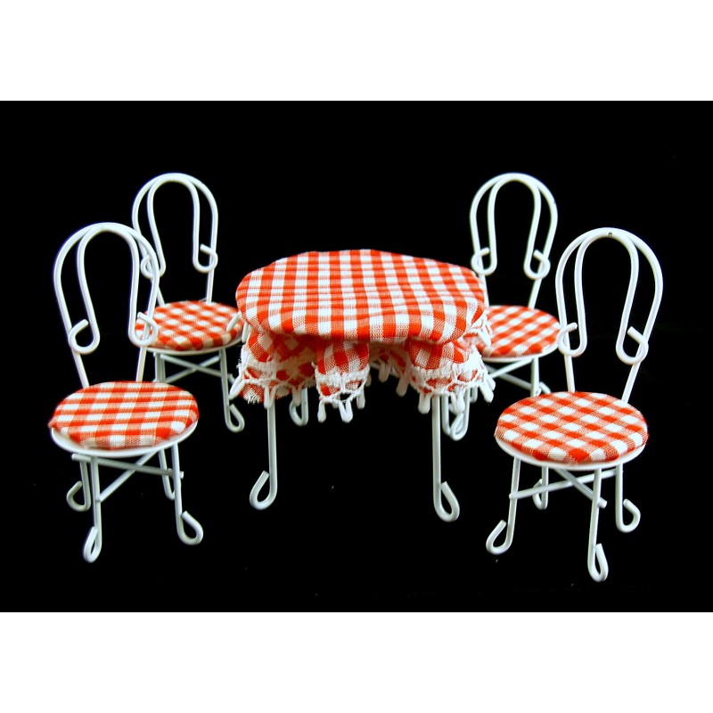 Dolls House Table & Chairs Miniature Cafe Bistro Conservatory Garden Furniture