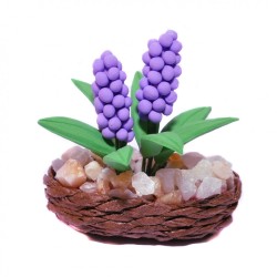Dolls House Purple Hyacinths in Basket Miniature Home Flower Display Accessory 