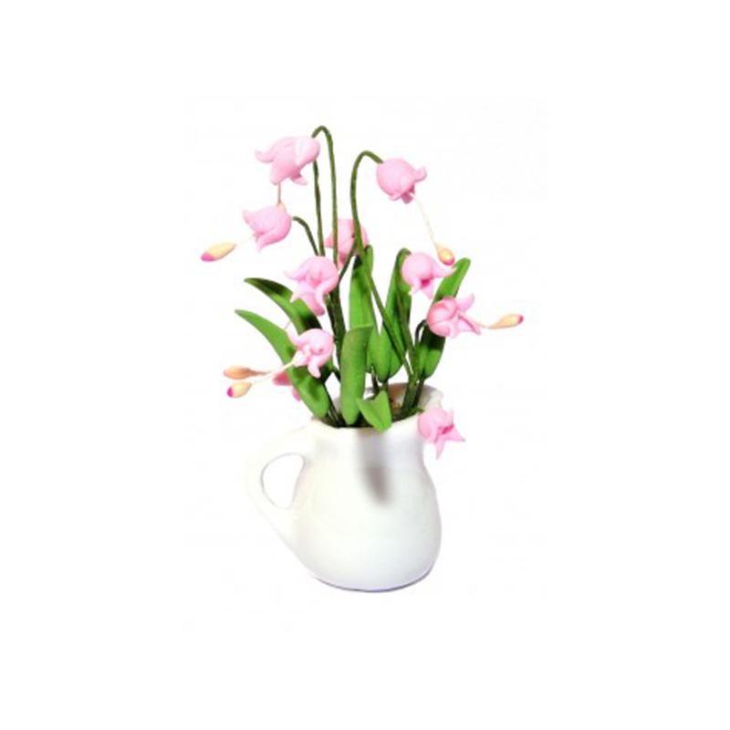 Dolls House Pink Orchids in Vase Miniature Flowers Decor Accessory 1:12 Scale