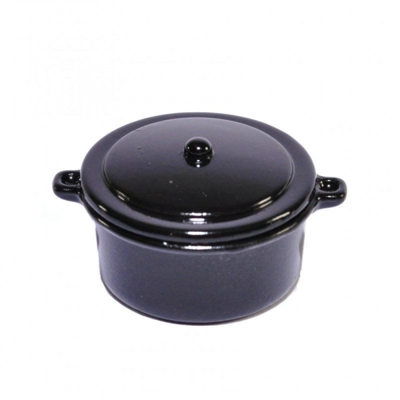 Dolls House Black Stock Pot Cooking Dish Saucepan Miniature Kitchen Accessory