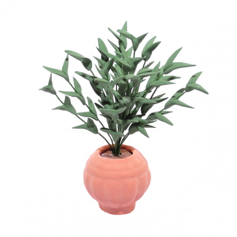 Dolls House Green Ficus Shrub Tree in Terracotta Pot Planter Garden Accessory