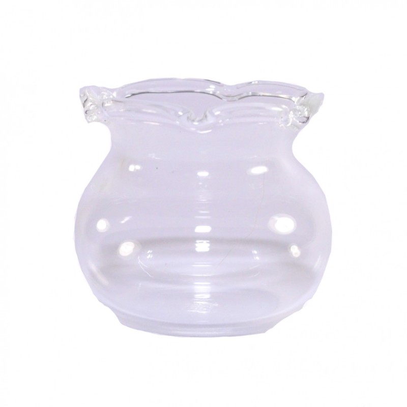 Dolls House Fish Bowl Glass Vase Scalloped Edge Miniature Ornament Accessory