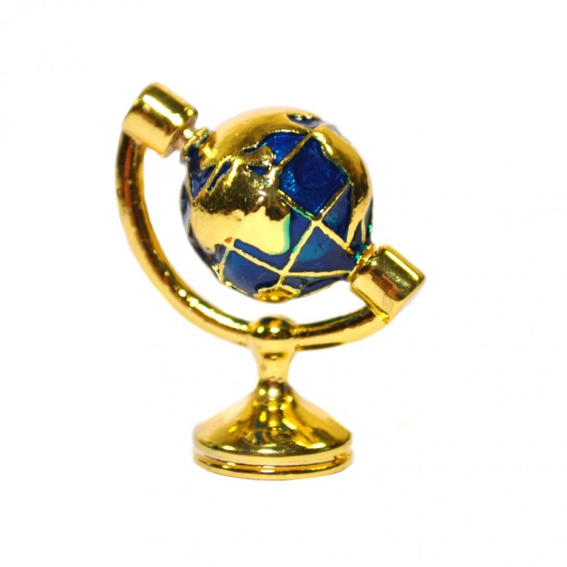 Dolls House Small Brass World Desk Globe Miniature Study Ornament Accessory
