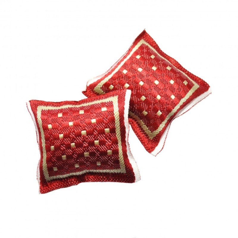 Dolls House Red with Gold Braiding Scatter Cushions Miniature 1:12 Accessory 
