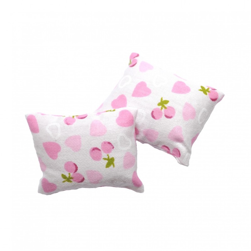 Dolls House Pink Heart Pair of Scatter Cushions Miniature 1:12 Scale Accessory 