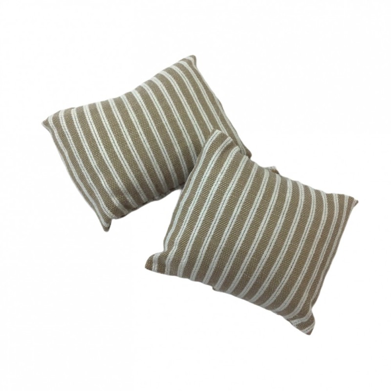 Dolls House 2 Beige & White Striped Scatter Cushions Miniature 1:12 Accessory 