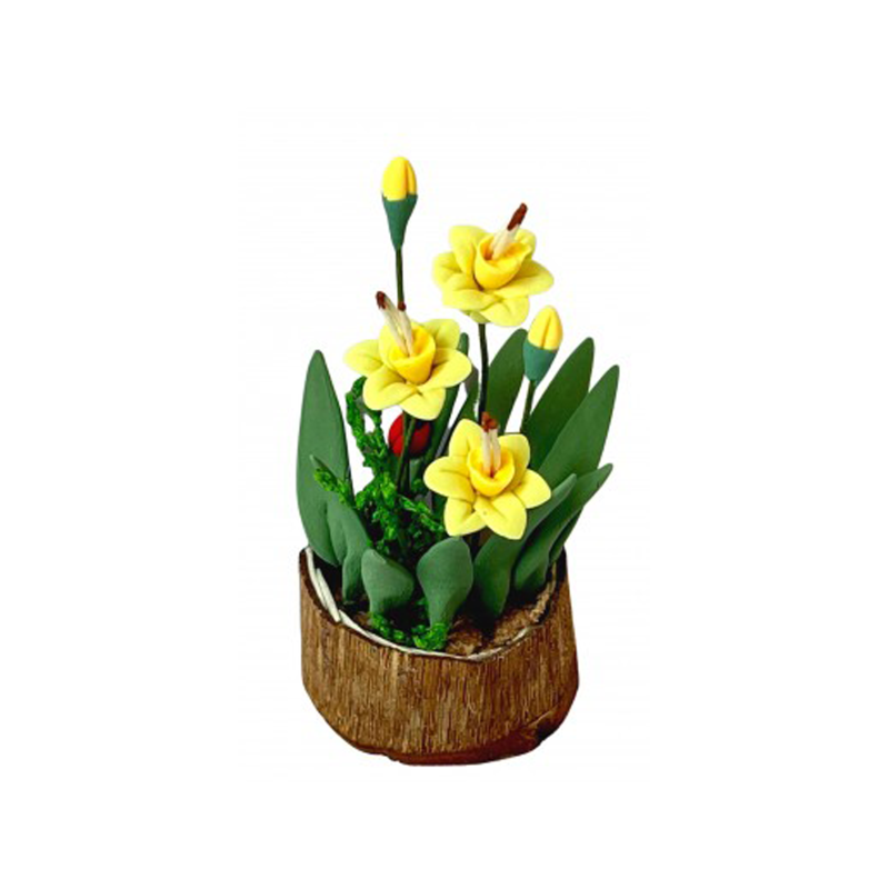 Dolls House Daffodils in a Half Moon Tub Miniature Flowers Garden Accessory 1:12