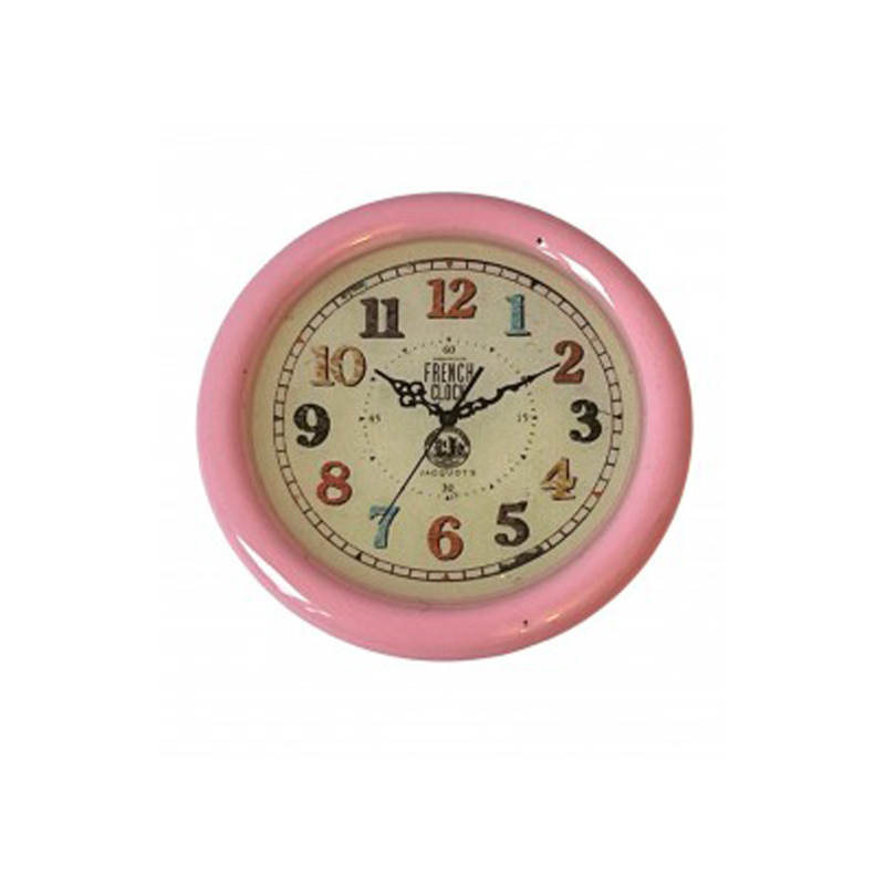 Dolls House Large Pink French Wall Clock Round Miniature Living Room Accessory