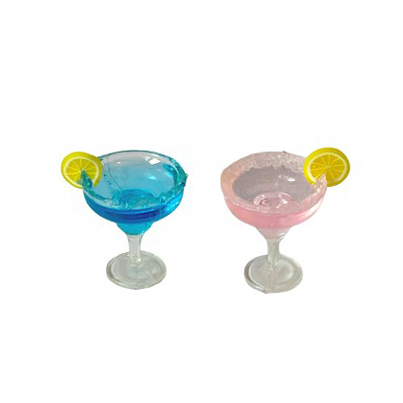 Dolls House 2 Blue & Pink Cocktails with Lemon Miniature Drink Bar Pub Accessory