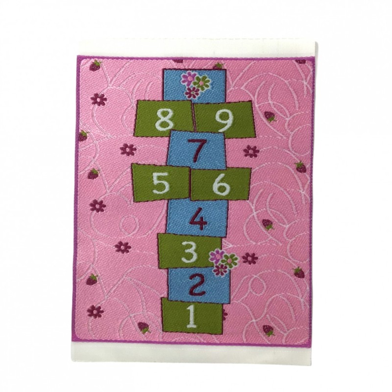 Dolls House Pink Hopscotch Rug Mat Miniature Nursery Child's Room Accessory 1:12