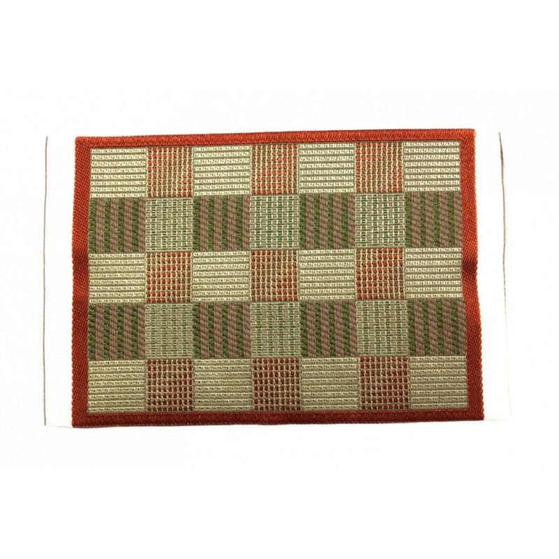 Dolls House Red and Beige Check Rug Mat Miniature Home Decor Accessory 1:12