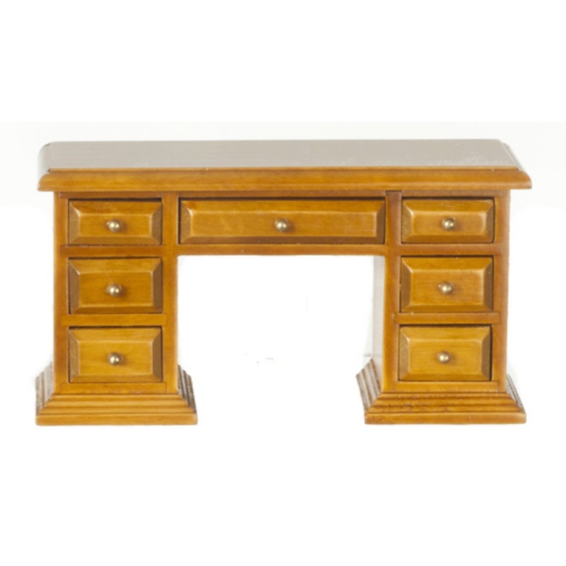Dolls House Walnut Kneehole Library Desk Miniature Office Study Furniture 1:12 Dolls House Walnut Kneehole Library Desk Miniature Office Study Furniture 1:12