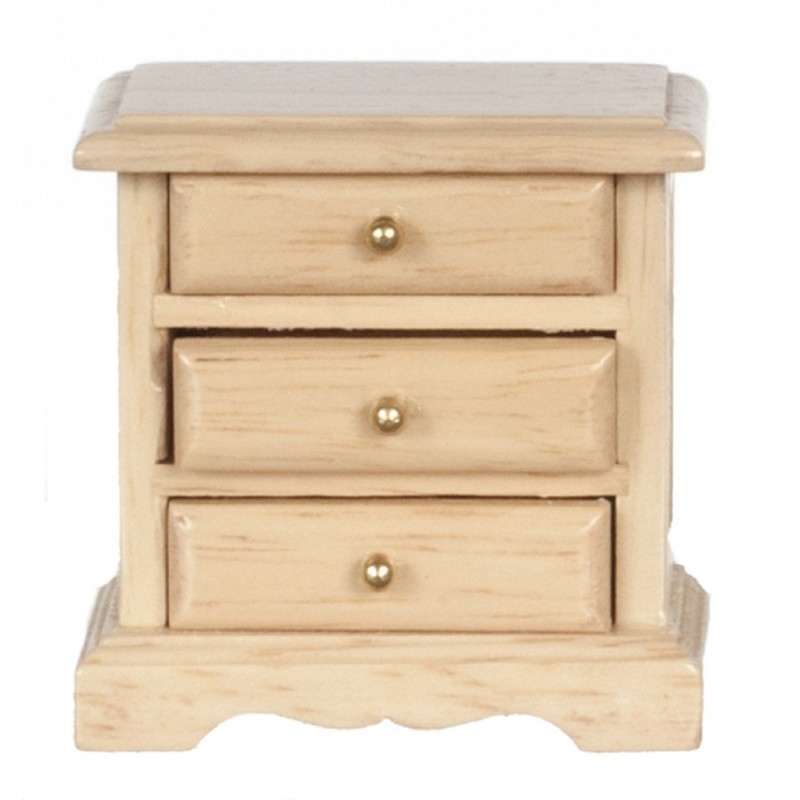 Dolls House Light Oak Bedside Chest Nightstand Miniature Bedroom Furniture 1:12