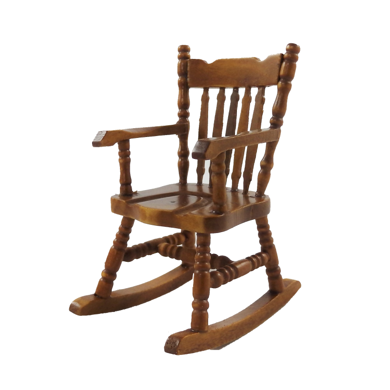 Dolls House Boston Rocking Chair Rocker Polished Walnut Miniature Furniture 