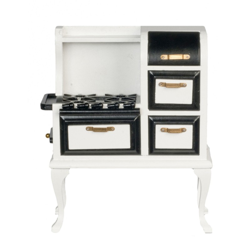 Dolls House 1920's Black & White Stove Dutch Oven Miniature Kitchen Furniture 