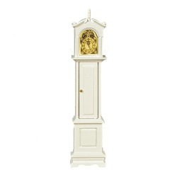Dolls House White Victorian Grandfather Clock with Finial Hall Furniture 1:12