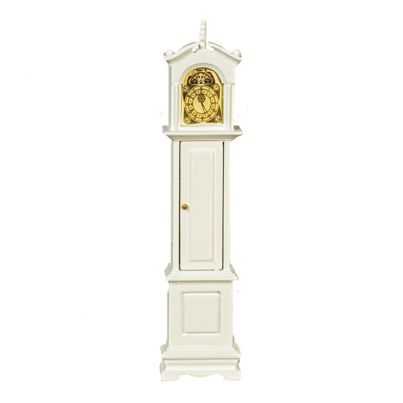Dolls House White Victorian Grandfather Clock with Finial Hall Furniture 1:12