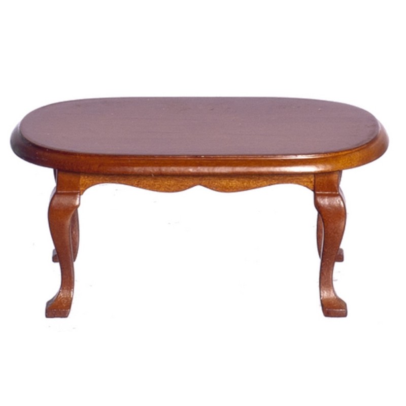 Dolls House Walnut Oval Coffee Table Miniature Classic Living Room Furniture 