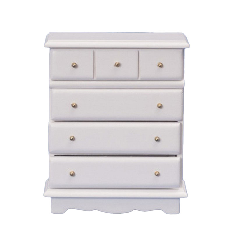 Dolls House White Chest of Drawers Miniature 1:12 Wooden Bedroom Furniture