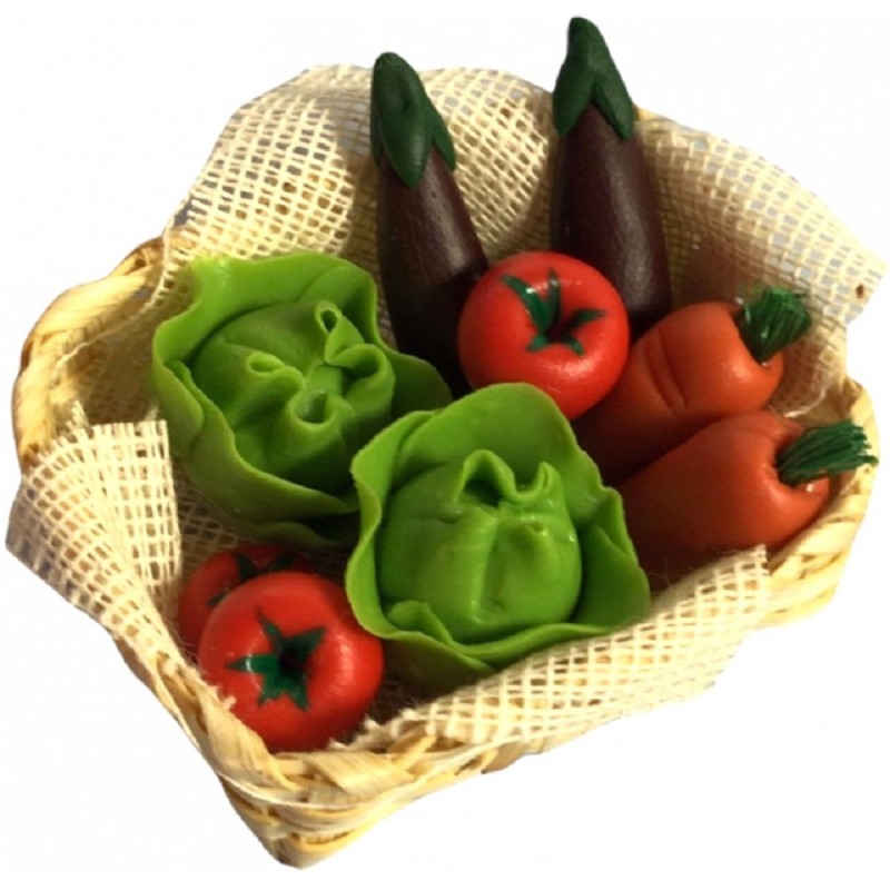 Dolls House Basket of Vegetables Kitchen Greengrocers Food Shop Accessory 1:12