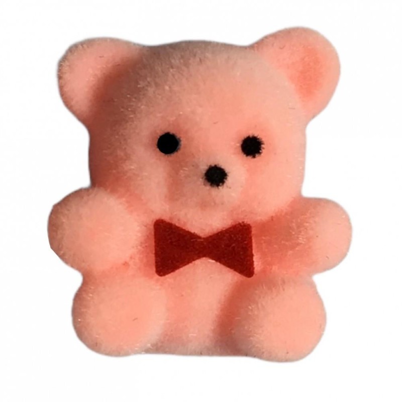 Dolls House Pink Flock Teddy Bear Miniature Girl Toy Shop Nursery Accessory 1:12