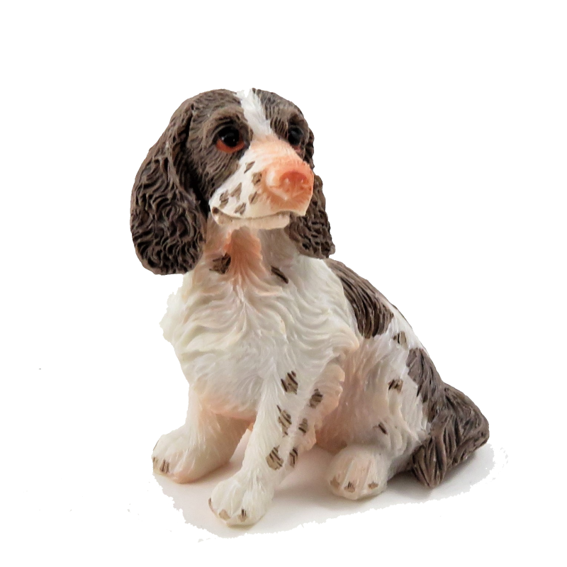 Dolls House Springer Spaniel Sitting Pet Dog Miniature 1:12 Scale Accessory 