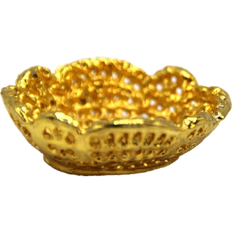 Dolls House Gold Fruit Bowl Miniature Dining Room Table Accessory 1:12 Scale