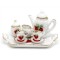 Dolls House Strawberry Tea Set Porcelain Miniature Dining Room Cafe Accessory