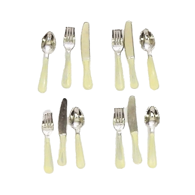 Dolls House Cutlery Set Cream Handles Miniature Dining Accessories