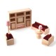 Dolls House Pink Wooden Living Room Set Red Sofa Miniature 3 Years + Furniture