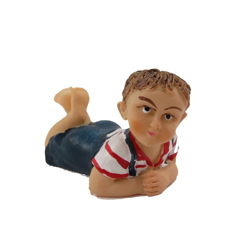 Dolls House Little Boy Lying Down Miniature 1:12 People Resin Modern Figure