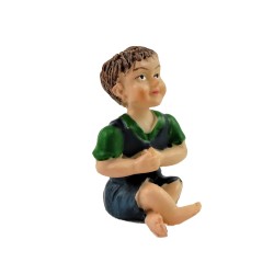Dolls House Sitting Little Boy Green Top Miniature People Resin Modern Figure