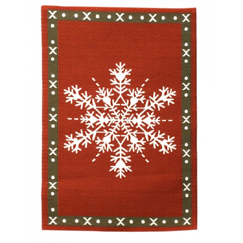 Dolls House Large Snowflake Christmas Rug Miniature Red Flooring Accessory 1:12