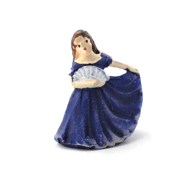 Dolls House Lady in Blue Gown Figurine Miniature Ornament Accessory 