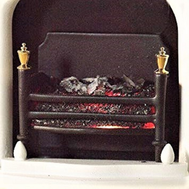 Dolls House Light Up Victorian Fire Grate with Glowing Coals 12V Electric